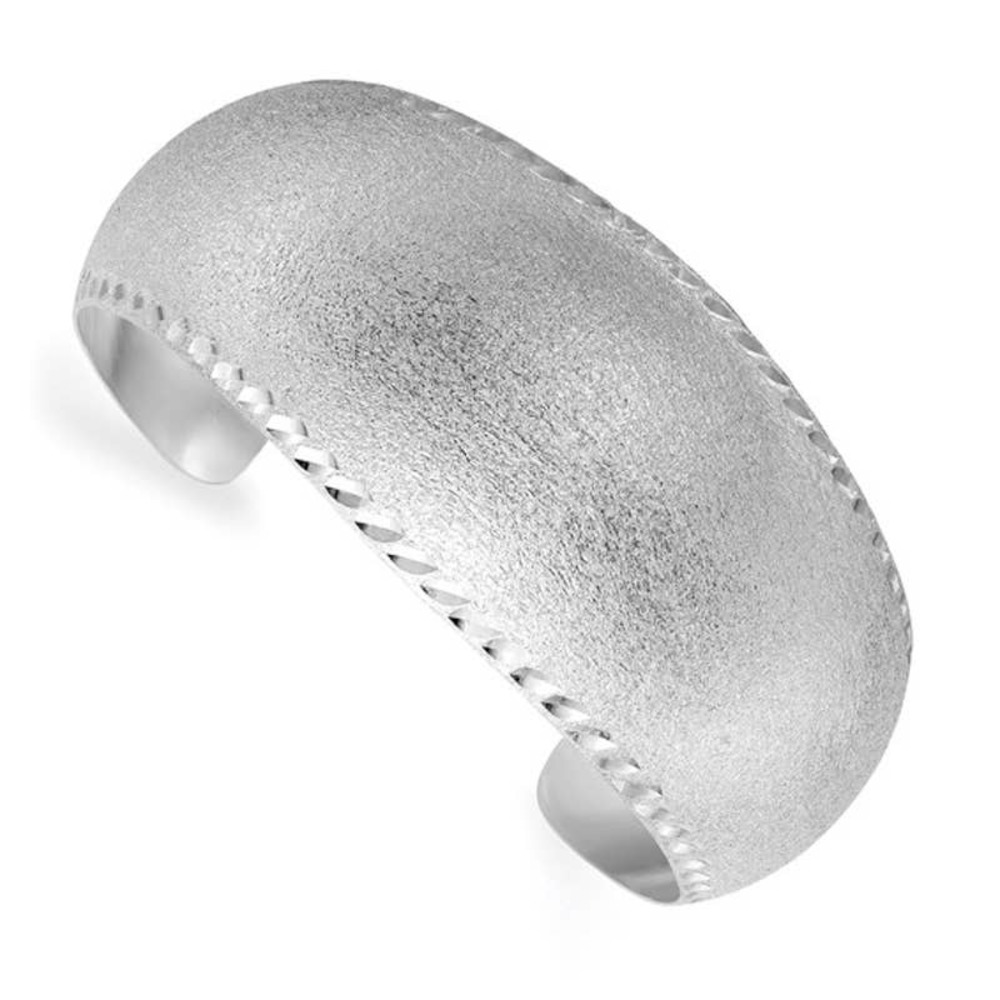 925 Sterling Silver Women's Thick Brushed Bangle Cuff Bracelet